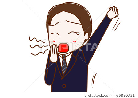 A man in a suit that stretches while lacking 66880331