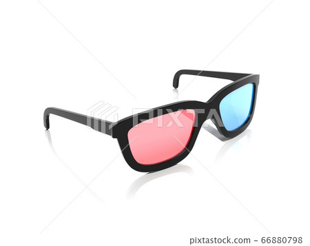 3d glasses. Red and blue spectacles for movie theater 66880798