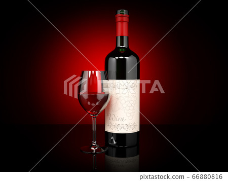 Red wine. Bottle and glass of wine. On dark red background Red wine. Bottle and glass of wine. On dark red background 66880816
