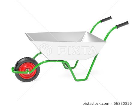 Metal garden barrow. 3d rendering illustration Metal garden barrow. 3d rendering illustration 66880836
