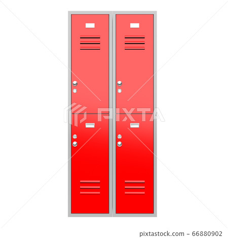 Red level gym lockers. 3d rendering illustration 66880902
