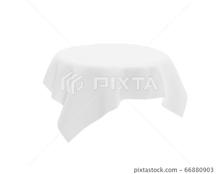 White tablecloth on invisible round table. 3d rendering illustration 66880903