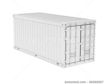 Shipping freight container. White intermodal container 66880907