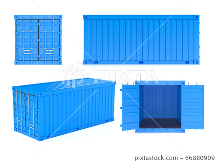 Blue shipping freight containers Blue shipping freight containers 66880909
