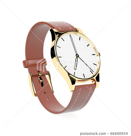 Wrist watch. White dial with golden case and… - Stock Illustration