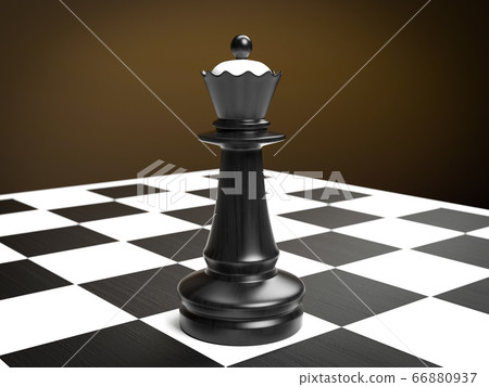 Queen. Black chess piece on chessboard. 3d rendering Queen. Black chess piece on chessboard. 3d rendering 66880937