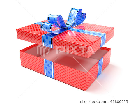 Red gift box with blue duct tape. 3d rendering illustration Red gift box with blue duct tape. 3d rendering illustration 66880955