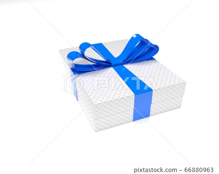 Gift box with blue ribbon. 3d rendering illustration 66880963