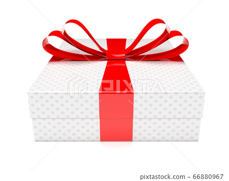 Gift box with red ribbon. 3d rendering... - Stock Illustration ...