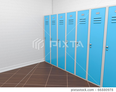 Red lockers in empty room Red lockers in empty room 66880978