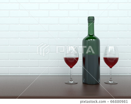 Wine bottle with glasses filled with red wine Wine bottle with glasses filled with red wine 66880981