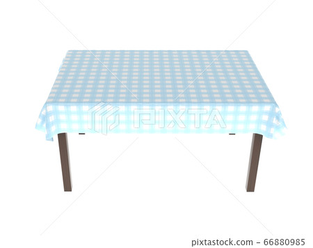 Table with blue tablecloth. 3d rendering illustration Table with blue tablecloth. 3d rendering illustration 66880985