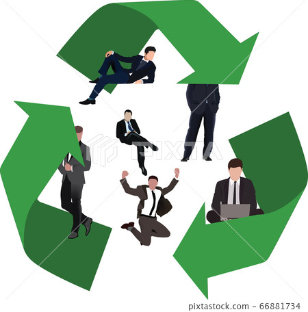 circle of green arrows changing managerial scope 66881734