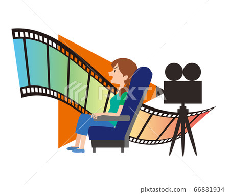 Movie cinema woman projector film image 66881934