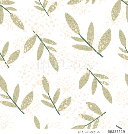 Hand drawn branches with leaves seamless pattern - Stock Illustration ...