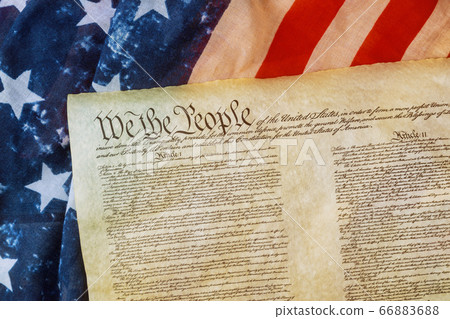 Closeup of grunge American flag on We the people 66883688