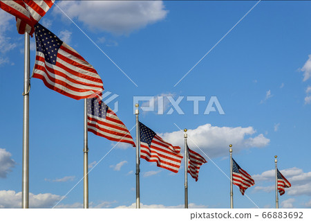 Washington Monument american flags in District of 66883692