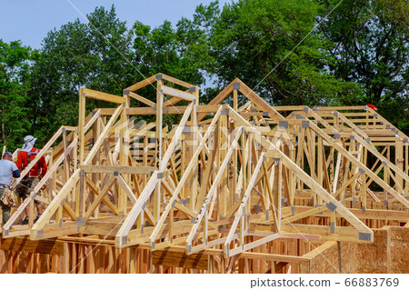 Roofing frame new house residential interior Roofing frame new house residential interior 66883769