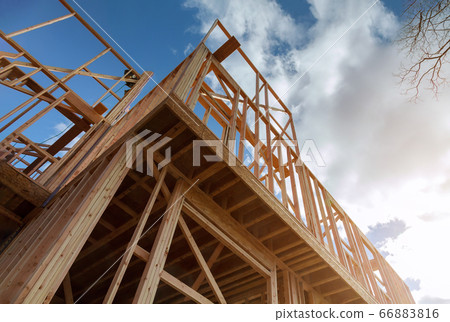 Residential construction home framing on new house 66883816