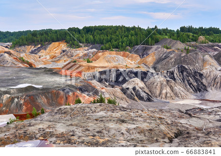 colorful industrial landscape - old kaolin quarry 66883841