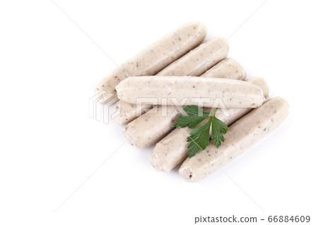 Pile of traditional bavarian white sausages 66884609