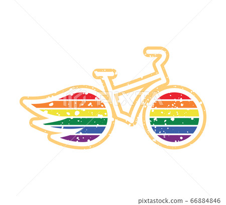 Bike icon with colors of lgbt flag wheels, vector 66884846