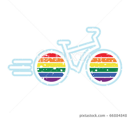 Bike icon with colors of lgbt flag wheels, vector 66884848
