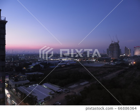 Bangkok, Thailand distant view Silom-Asoke skyscrapers night view / Bangkok, Thailand 66886364