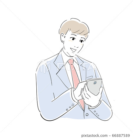 Businessman operating a smartphone 66887589