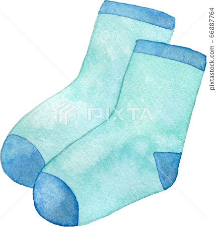 淺藍色襪子水彩插圖 淺藍色襪子水彩插圖 66887764