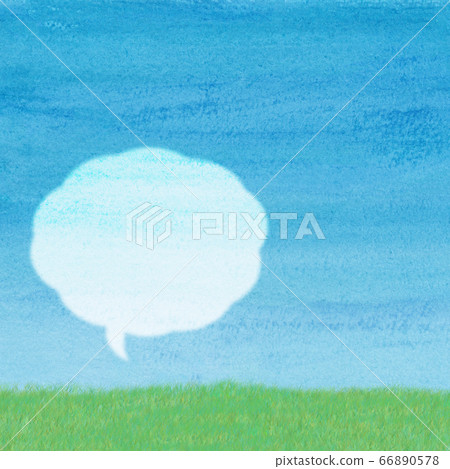 Speech balloon blue sky cloud meadow watercolor 66890578
