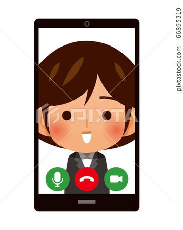 Image of WEB interview and video call with smartphone Image of WEB interview and video call with smartphone 66895319