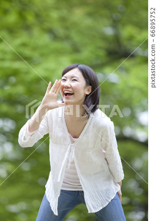 A woman shouting A woman shouting 66895752