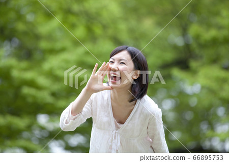 A woman shouting A woman shouting 66895753