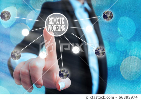 Conceptual hand writing showing Remote Working Conceptual hand writing showing Remote Working 66895974
