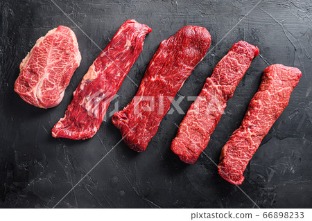 Raw, alternative beef steaks flap flank Steak, 66898233