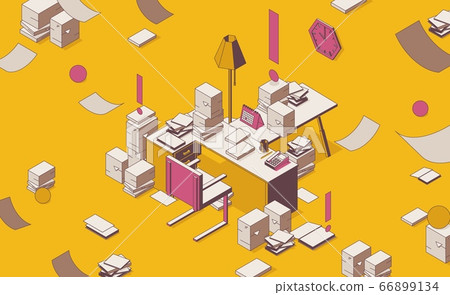 Isometric full color outline mess on the table, 66899134