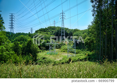 Overpass of overhead power lines Overpass of overhead power lines 66900799