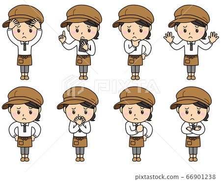 女孩01_16(為陷入困境的面孔咖啡館和雜貨店店員設定了各種姿勢) 女孩01_16(為陷入困境的面孔咖啡館和雜貨店店員設定了各種姿勢) 66901238