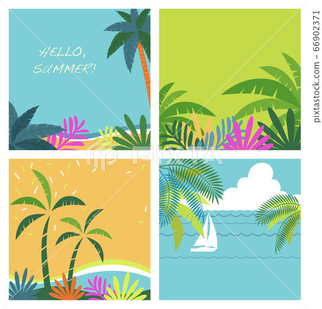 Tropical summer background illustration set 66902371