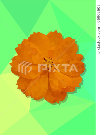 多邊形藝術_用多邊形藝術製成的橙色花朵的圖形插圖 66902605