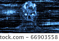 Evil neon skull abstraction from horizontal lines 66903558