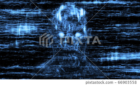 Evil neon skull abstraction from horizontal lines Evil neon skull abstraction from horizontal lines 66903558