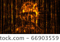 Scary neon skull abstraction from horizontal lines 66903559