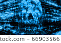 Evil neon skull abstraction from lines and noise. 66903566