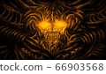 Terrible demon with horns and burning eyes crawls 66903568