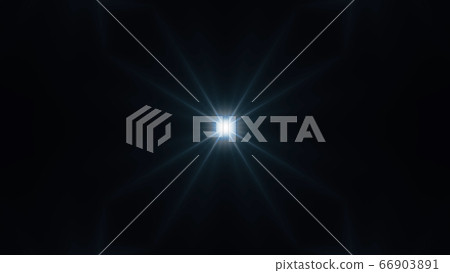 Beautiful lens flare with rays on a black 66903891