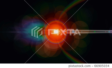 Anamorphic lens flare from a photo camera lens Anamorphic lens flare from a photo camera lens 66905034