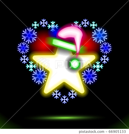 Glowing neon composition snowflakes heart. 66905133