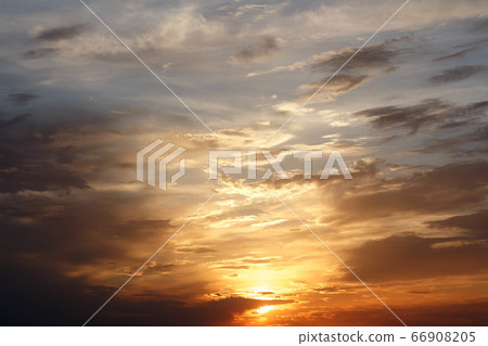 Sunset and beautiful fiery clouds. Sunset and beautiful fiery clouds. 66908205